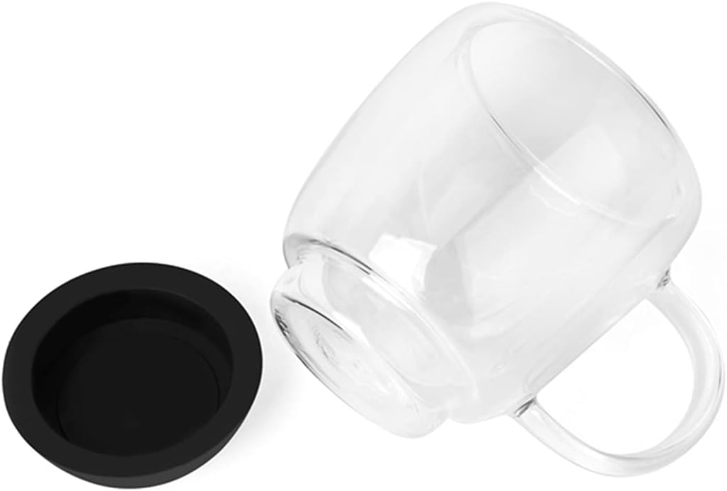 Tadar Double Wall Glass Coffee Mug Set 350 ml Silicone Bottom Insulated Glass Coffee Cups Set of 2
