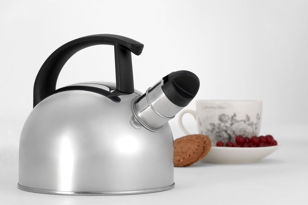 Whistling Kettle Silver Induction 1.5 L Camping Gas Induction Stovetop Kettle Tea Camp Fire Stainless Steel Teapot Kettle