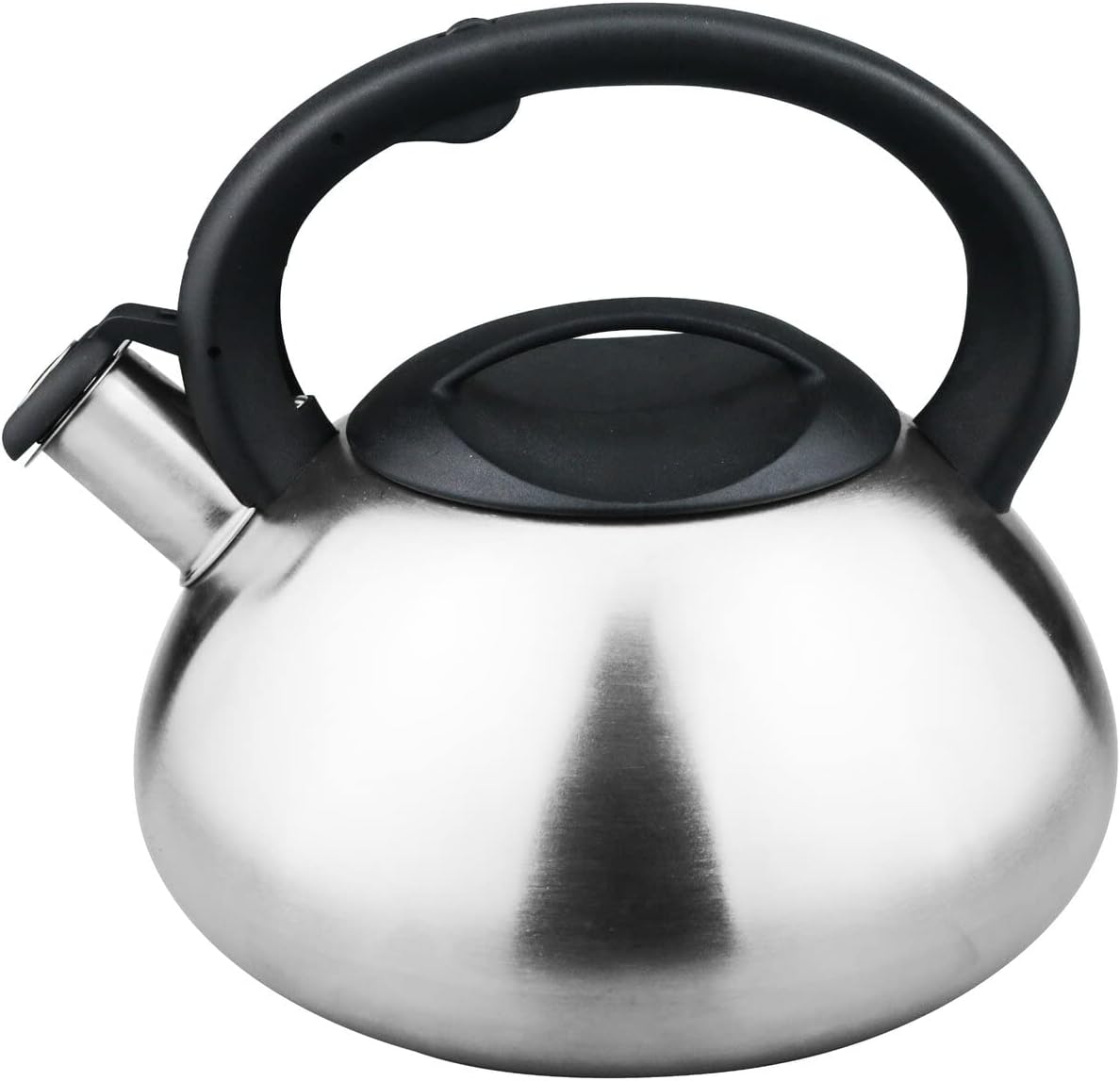 Stovetop Kettles 2.5 L Satin Silver Black Whistling Kettle for Induction Hob Gas Camping All Stovetops