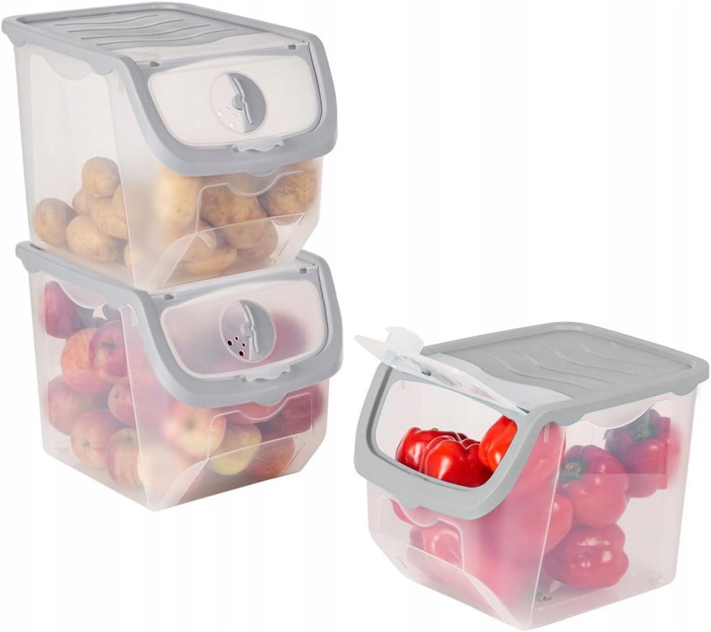 Klauss Potato food storage container, Storage Containers with Lids Stackable For Vegetables, Fruits,Onions, Rice, Cat food, Past Food Storage Box, Snack Storage Box Airtight 12 L - 3 piece