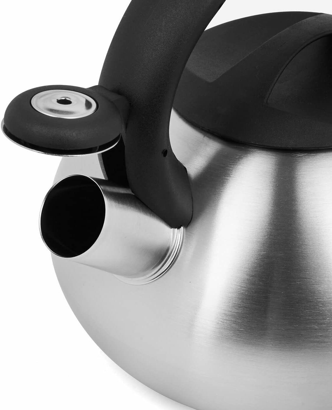 Stovetop Kettles 2.5 L Satin Silver Black Whistling Kettle for Induction Hob Gas Camping All Stovetops
