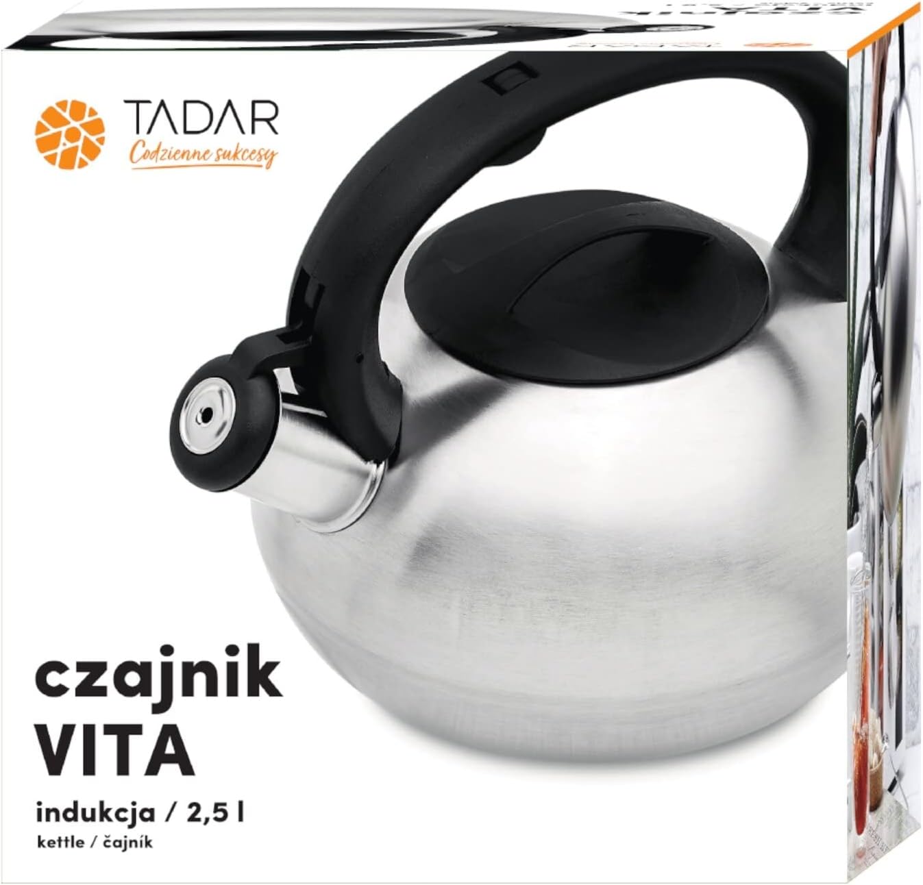 Stovetop Kettles 2.5 L Satin Silver Black Whistling Kettle for Induction Hob Gas Camping All Stovetops