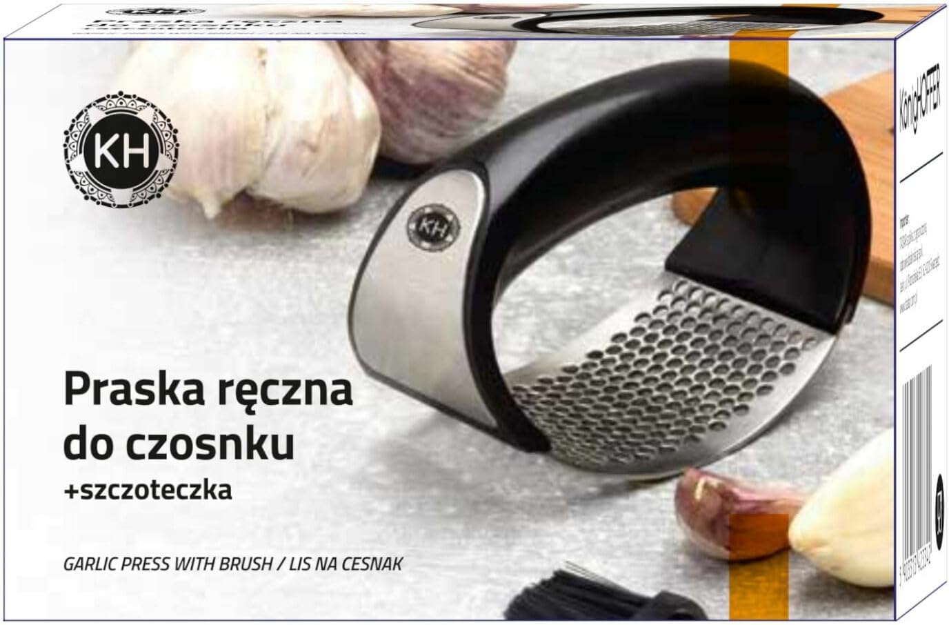 Garlic Press Crusher Manual and Easy to Clean Garlic Press Black Handle