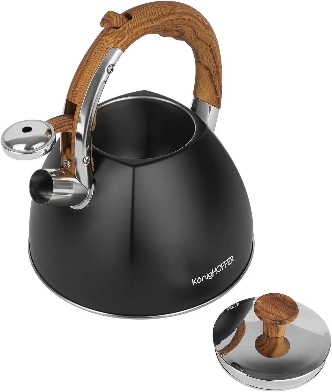 Firenze II Whistling Kettle 2.5 L for Gas Cookers, Induction, Black Matt