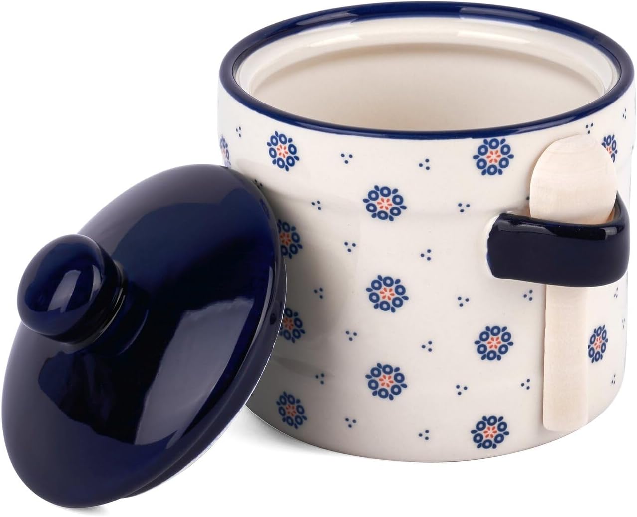 Ceramic Containers with Spoon Food Container Bowl for Sugar Salt Pepper Spices Vinatge Countryside Coffee Tea Box