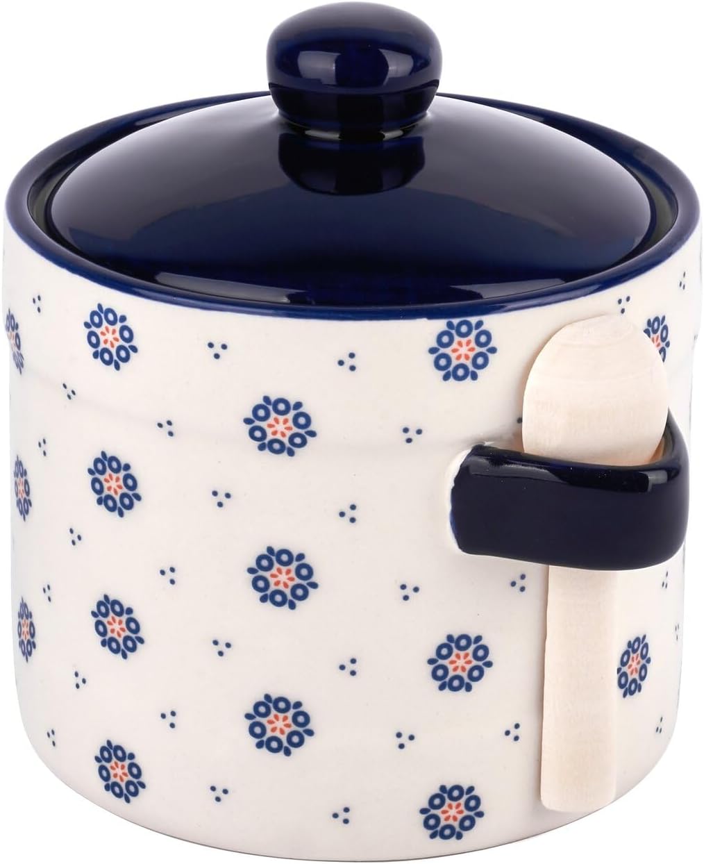Ceramic Containers with Spoon Food Container Bowl for Sugar Salt Pepper Spices Vinatge Countryside Coffee Tea Box