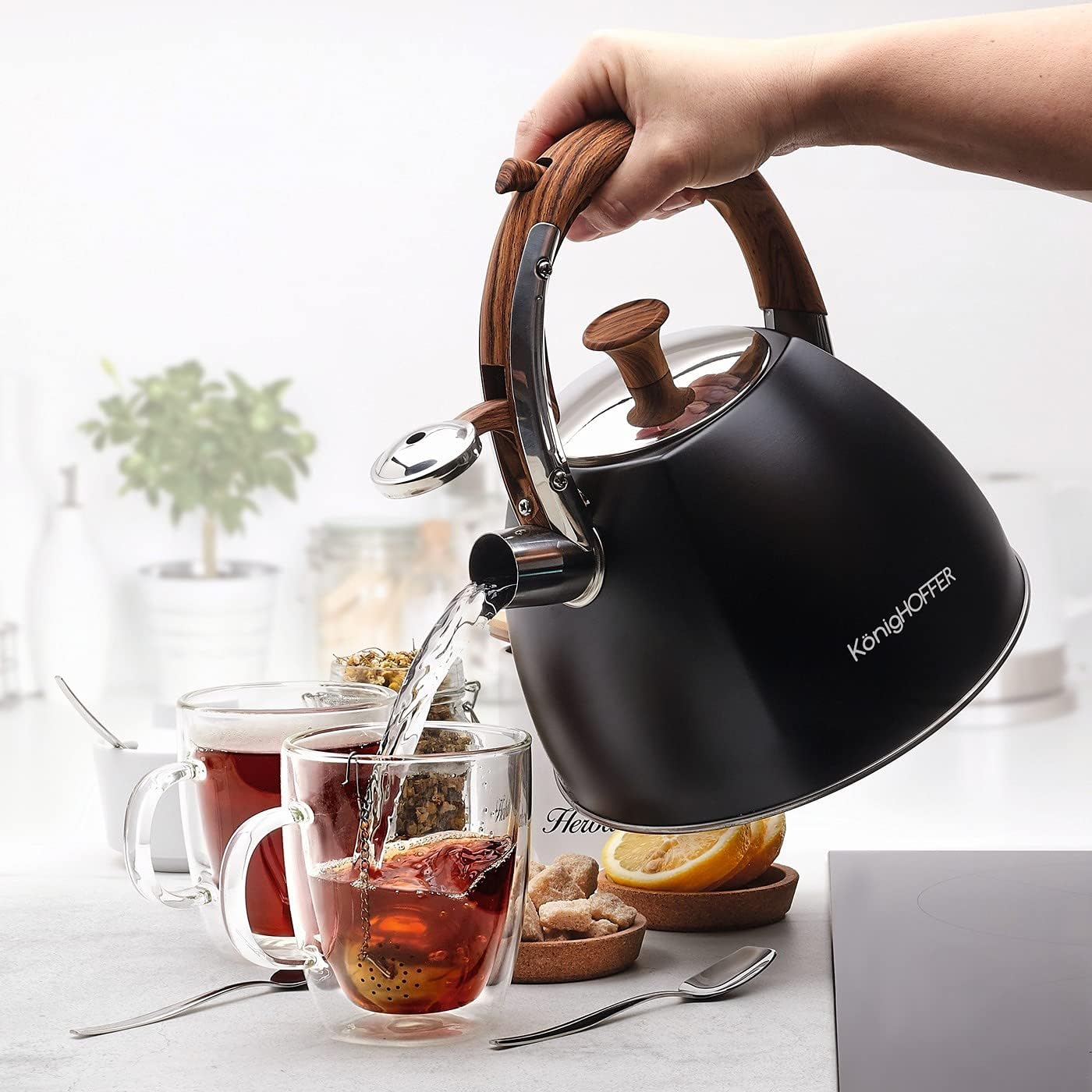 Firenze II Whistling Kettle 2.5 L for Gas Cookers, Induction, Black Matt