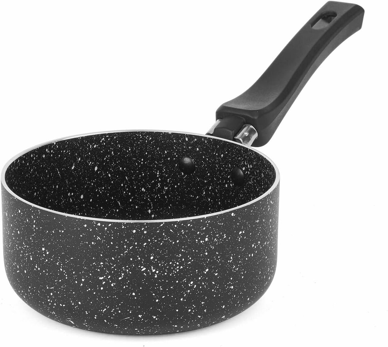 Milk Pot Pan Sauce Pan Small Non Stick 14 cm - 0.8L Black with Long Handle