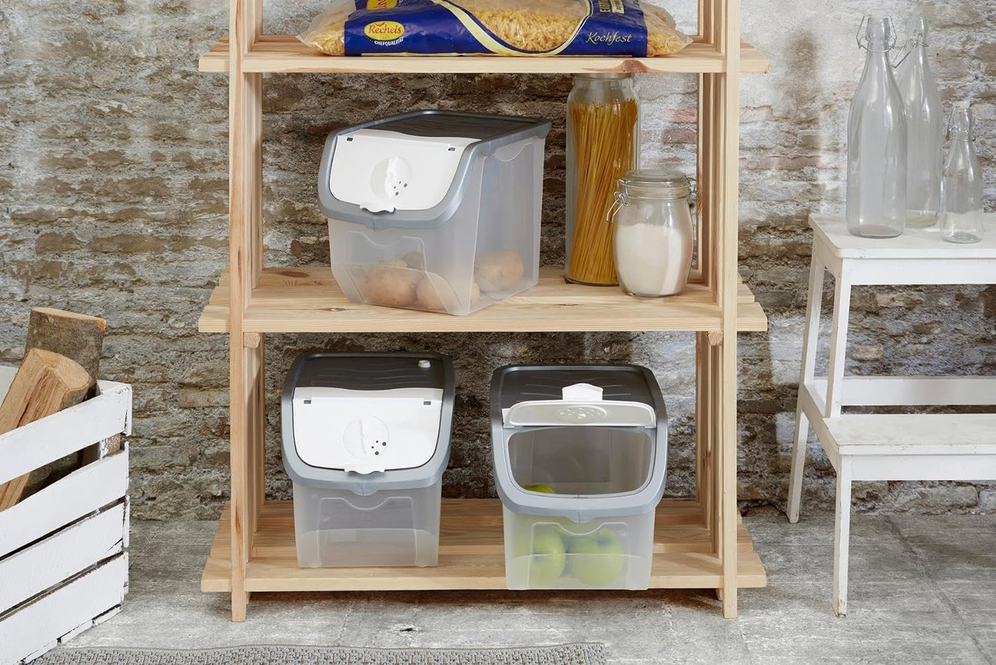 Klauss Potato food storage container, Storage Containers with Lids Stackable For Vegetables, Fruits,Onions, Rice, Cat food, Past Food Storage Box, Snack Storage Box Airtight 12 L - 3 piece