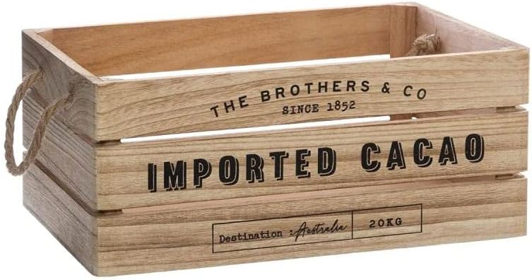 Atmosphéra Wooden Crate Storage with Rope Handle Wood Container Box Wood Pot Plants (Medium)