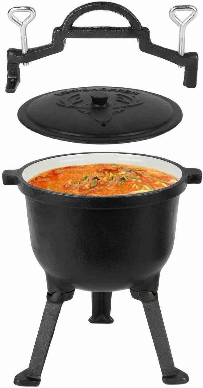 Camping Oven Bbq Accessories Cast Iron Enamel Bbq Pot Cooking Tripod Dutch Oven Camping Dutch Food Garden Camping Barbeque 5 l Enamel