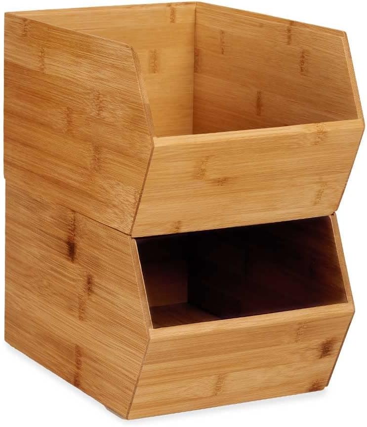 Stackable Wood Vegetable Storage Container for Vegetables Fruits Onions Potatoes Spices Kitchen Bathroom