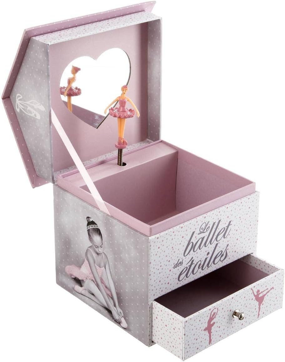 ATMOSPHERA CREATEUR D'INTERIEUR Ballerina Musical Jewellery Box - L 14 cm x W 14.5 cm x H 16 cm - Pink