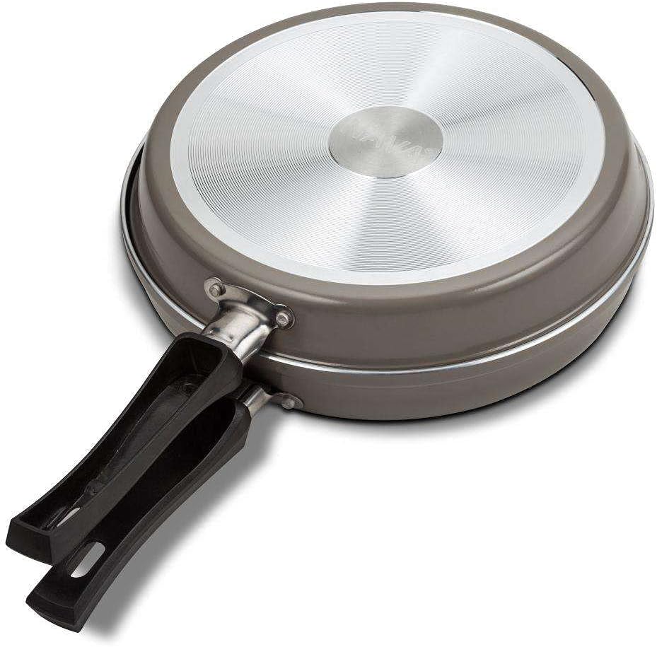 Duboko Cookware Non Stick Double-Sided Frying Pan for Omelette, Pancake, and Egg Frittata, Folding Flip Pans, PFOA Free, 26cm Size