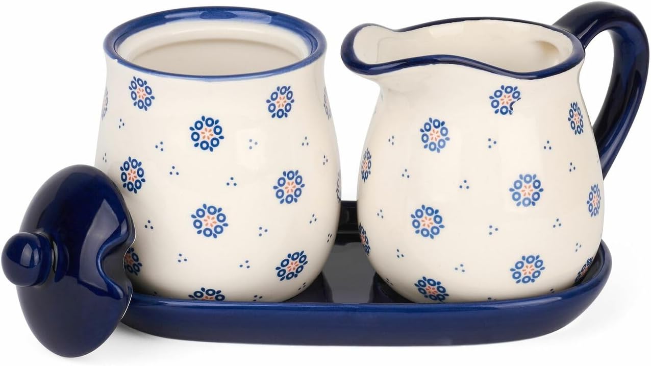 Creamer and Sugar Sets Milk Jug Sugar Bowl Set Vintage Style Countryside White Blue Tea Coffe Ceramic Sugar Bowl and Milk Jug Cream 300 ml