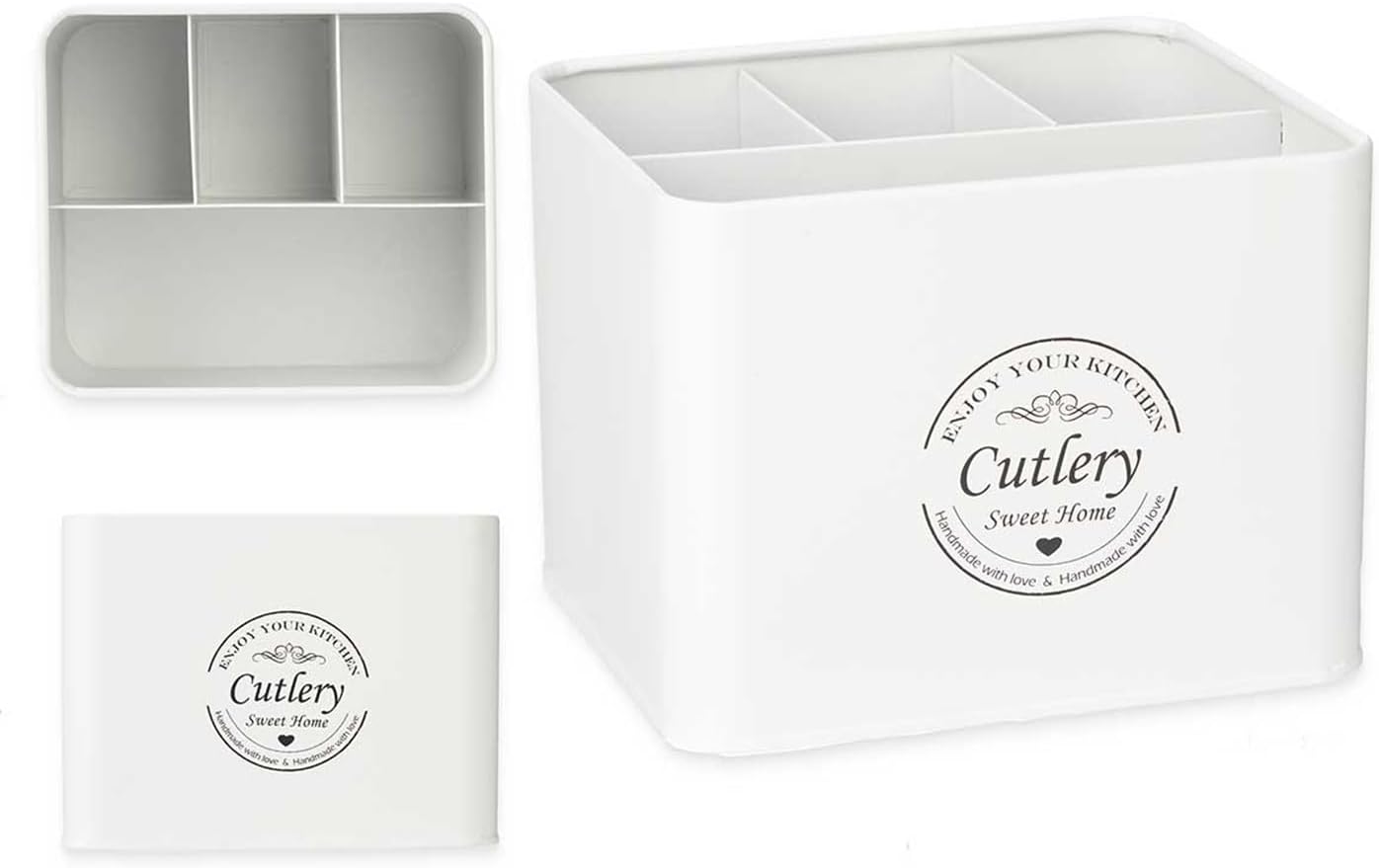 Klauss Cutlery Holder for Table Metal Utensil Holder Kitchen Orgiansier Restaurant Table Organiser Condiments Sauce Bottles Holder (White)