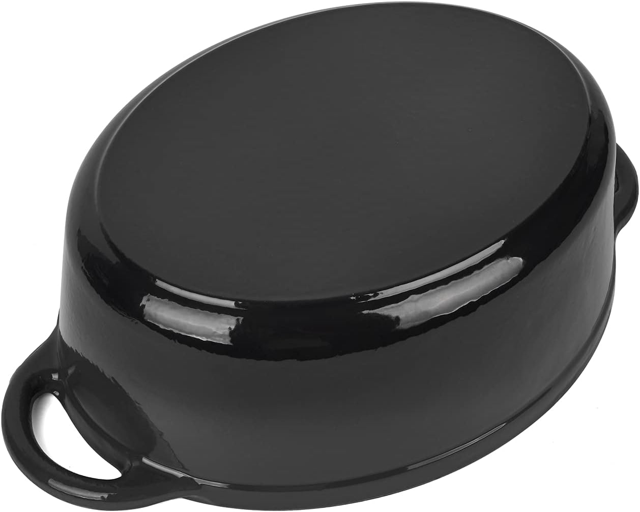 KonigHOFFER Cast Iron Casserole Dish with Lid Enamel Dutch Oven Non Stick 6.4L Pot Induction Hob (Black)