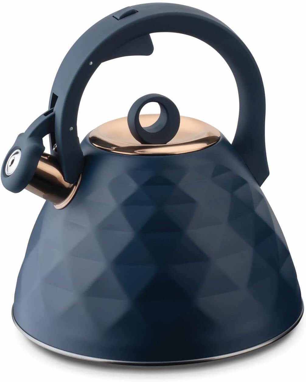 KonigHOFFER Whistling Kettle Induction Whistle Dark Blue Copper Stove Top Camp Aga Gas Electric 3 L Grava