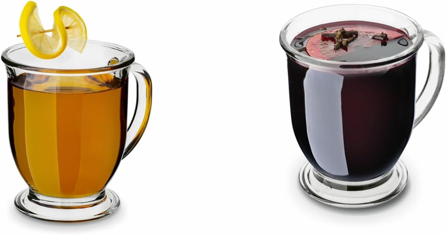 Transparent Tea Cup Glass Coffee Mugs with Handle 450 ML Set of 6 with Tea Infuser Tea Glasses for Hot/Cold for Green Tea, Cappuccino, Matcha, Juice, Water, Mulled Wine