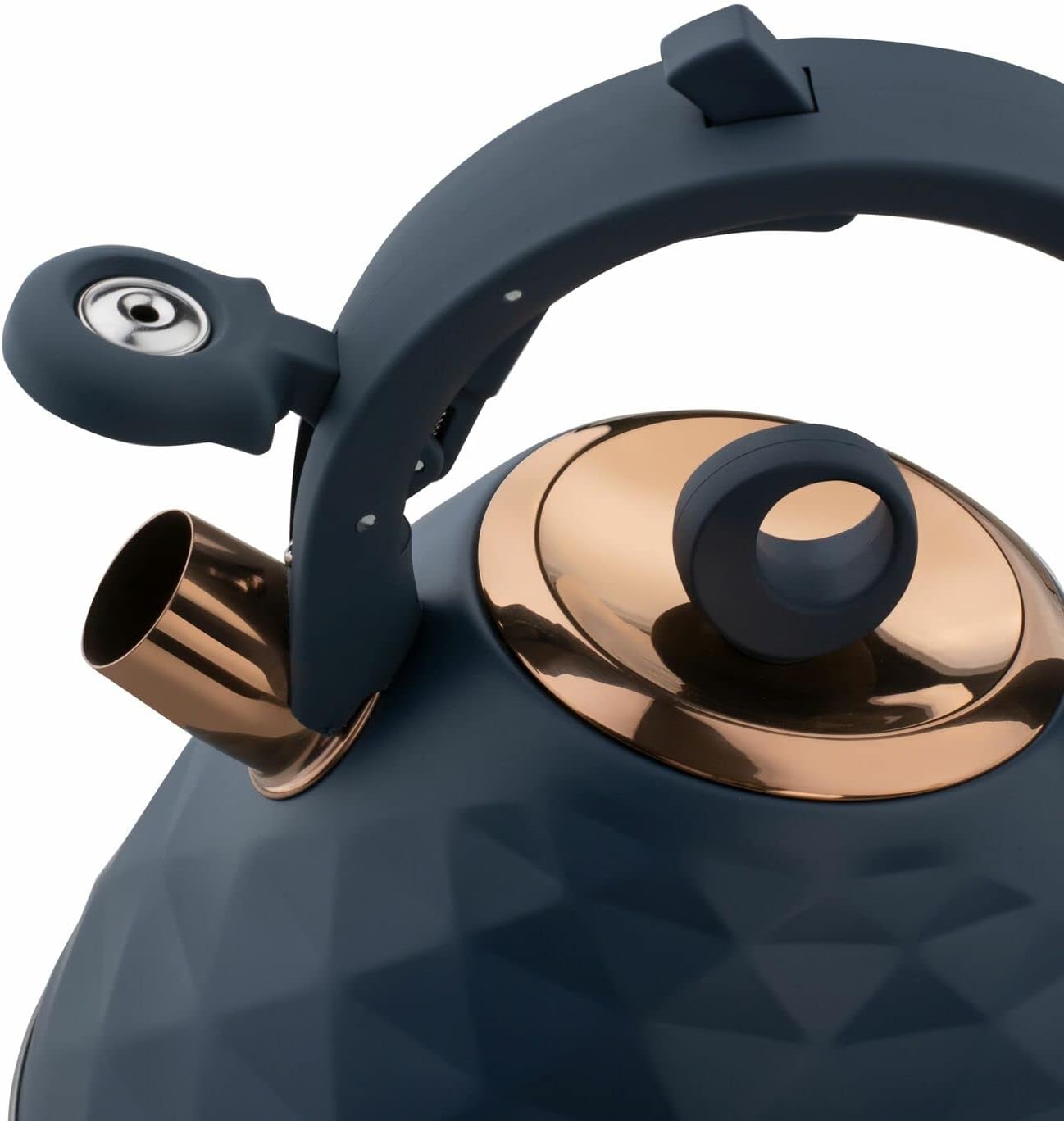 KonigHOFFER Whistling Kettle Induction Whistle Dark Blue Copper Stove Top Camp Aga Gas Electric 3 L Grava