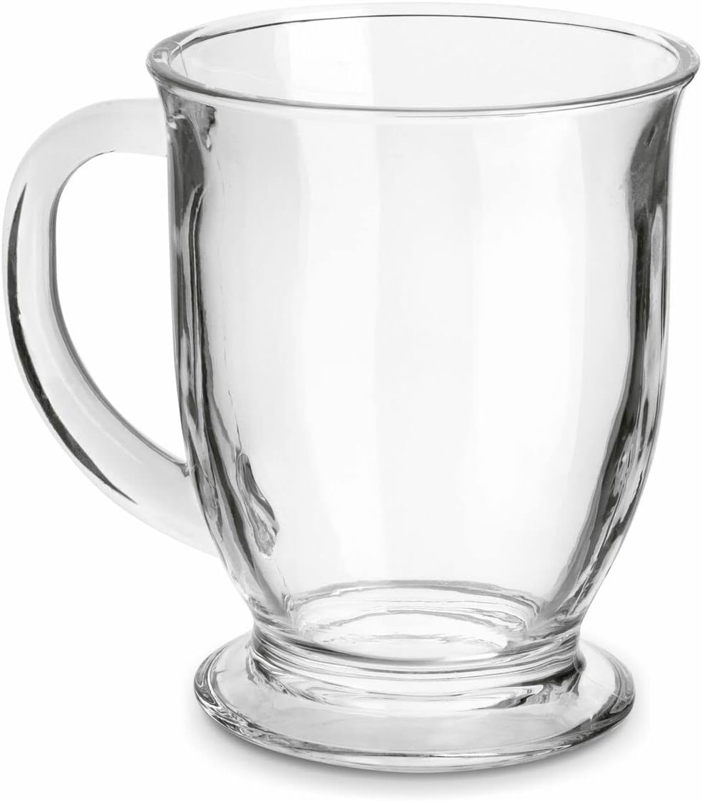 Transparent Tea Cup Glass Coffee Mugs with Handle 450 ML Set of 6 with Tea Infuser Tea Glasses for Hot/Cold for Green Tea, Cappuccino, Matcha, Juice, Water, Mulled Wine