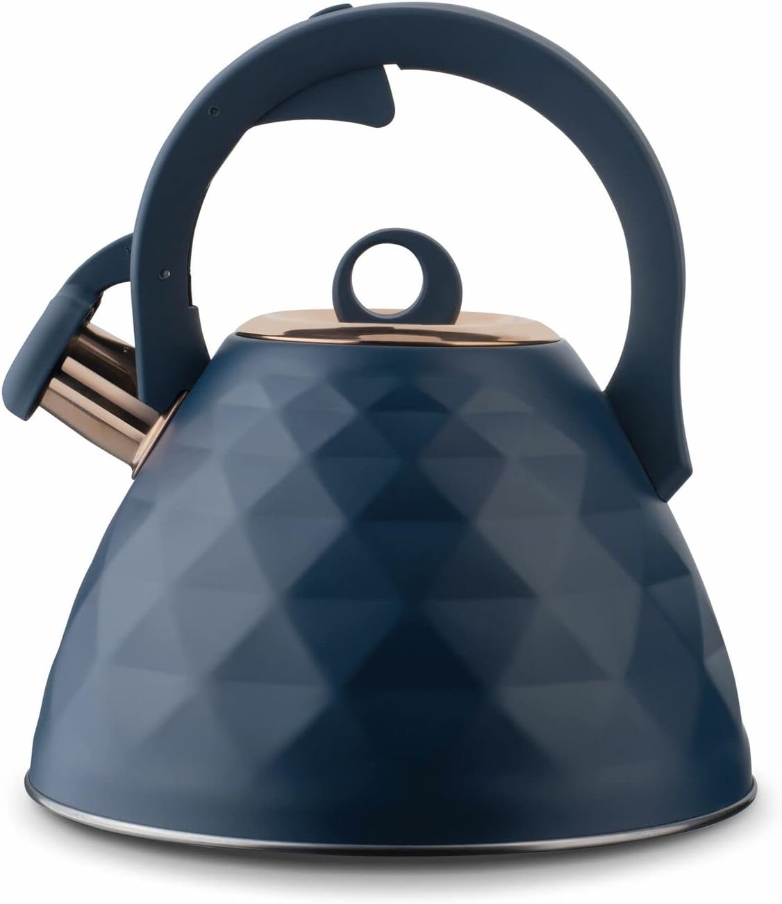 KonigHOFFER Whistling Kettle Induction Whistle Dark Blue Copper Stove Top Camp Aga Gas Electric 3 L Grava
