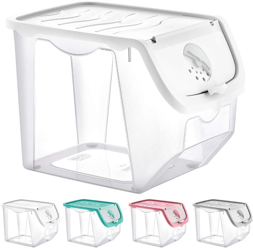 Vegetable Storage Container, Storage Potatoes, Fruit, Onions, Potatoes, Potato Pot, Onion Pot, Kitchen Organiser, Storage Boxes, 12 L (White-Transparent)
