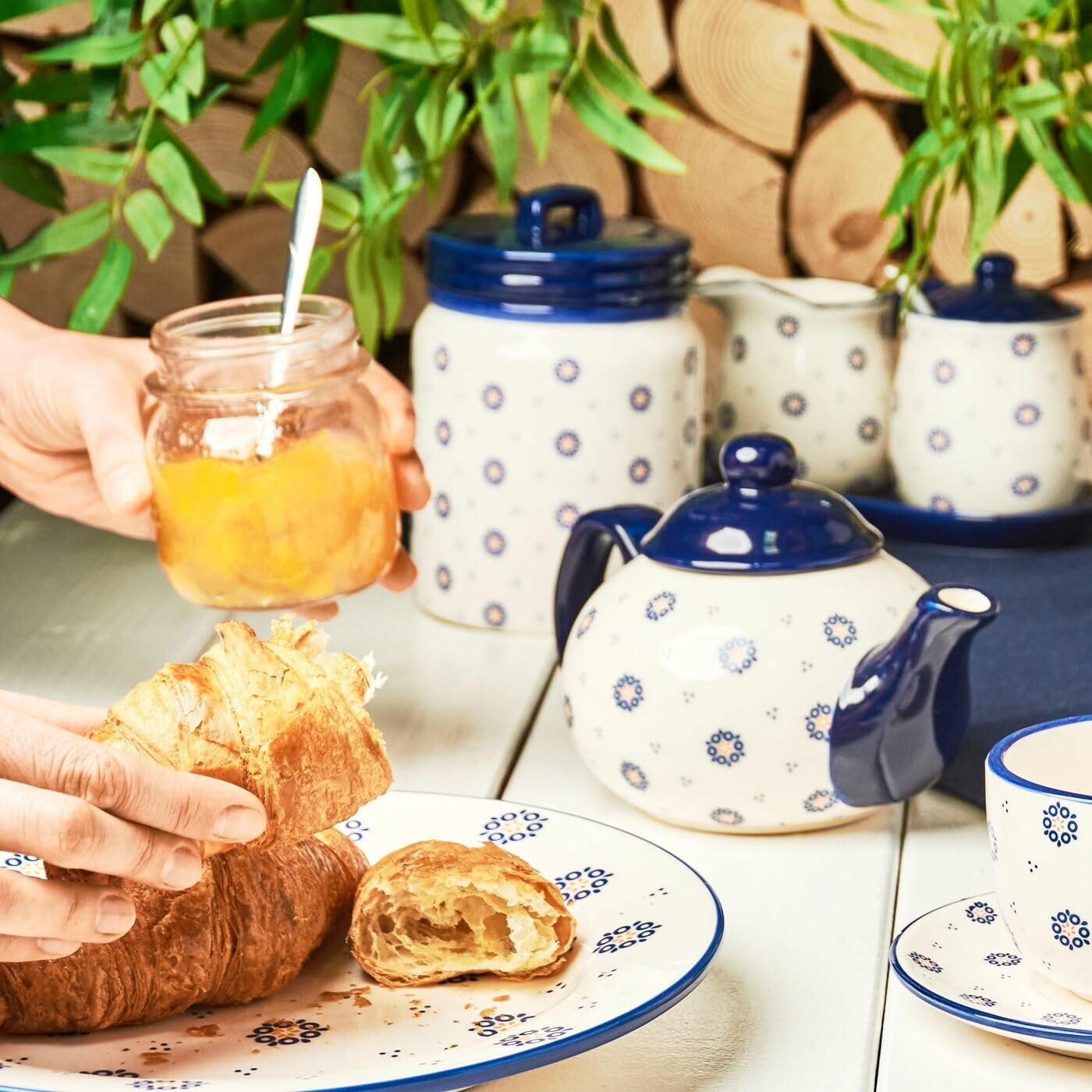 Creamer and Sugar Sets Milk Jug Sugar Bowl Set Vintage Style Countryside White Blue Tea Coffe Ceramic Sugar Bowl and Milk Jug Cream 300 ml
