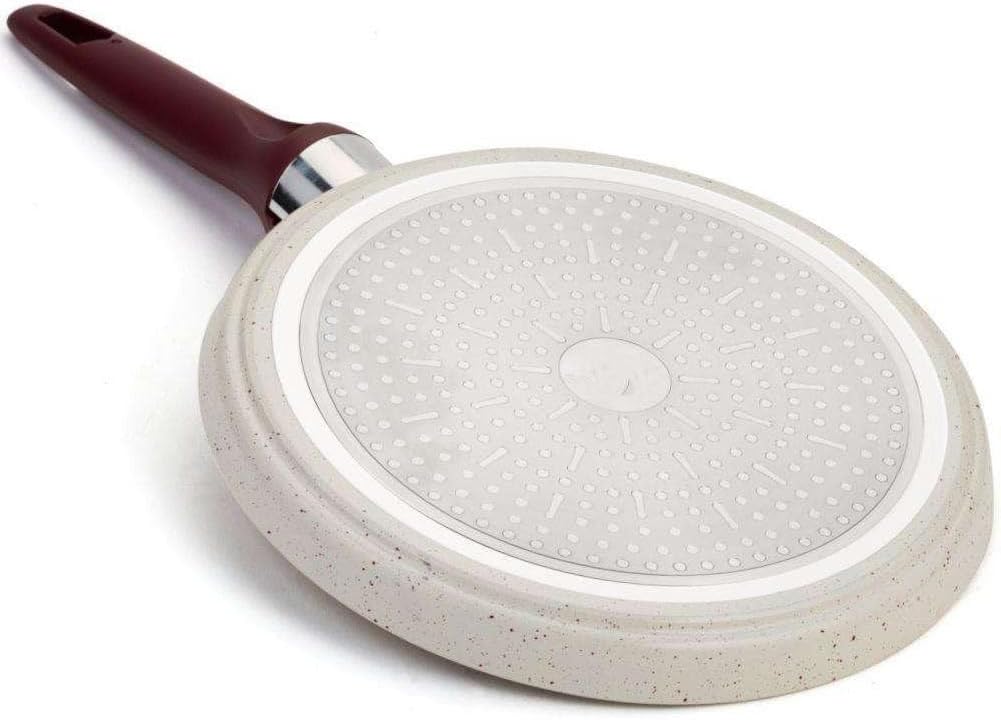 Klauss Non Stick Frying Pan Aluminium Crepe Pan Scratch Resistant Stone Coating and Heat Proof Handl PFOA Free Induction Frya Pan Pancake, Egg, Bacon
