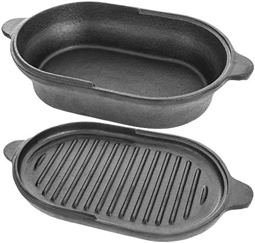 Cast Iron Casserole Roasting Dish with Lid Cast Iron 28 cm Grill Pan