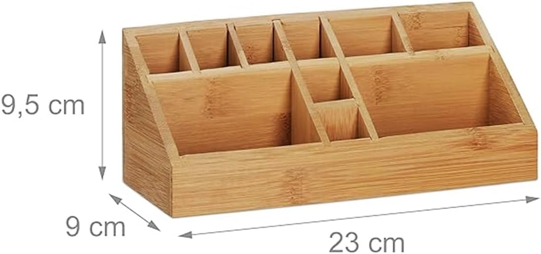 klauss Bamboo Makeup Organiser Multifunction Organiser Home Office Stationary Supplies 10 Storage Compartments Bamboo Organizer Desk Bathroom Office
