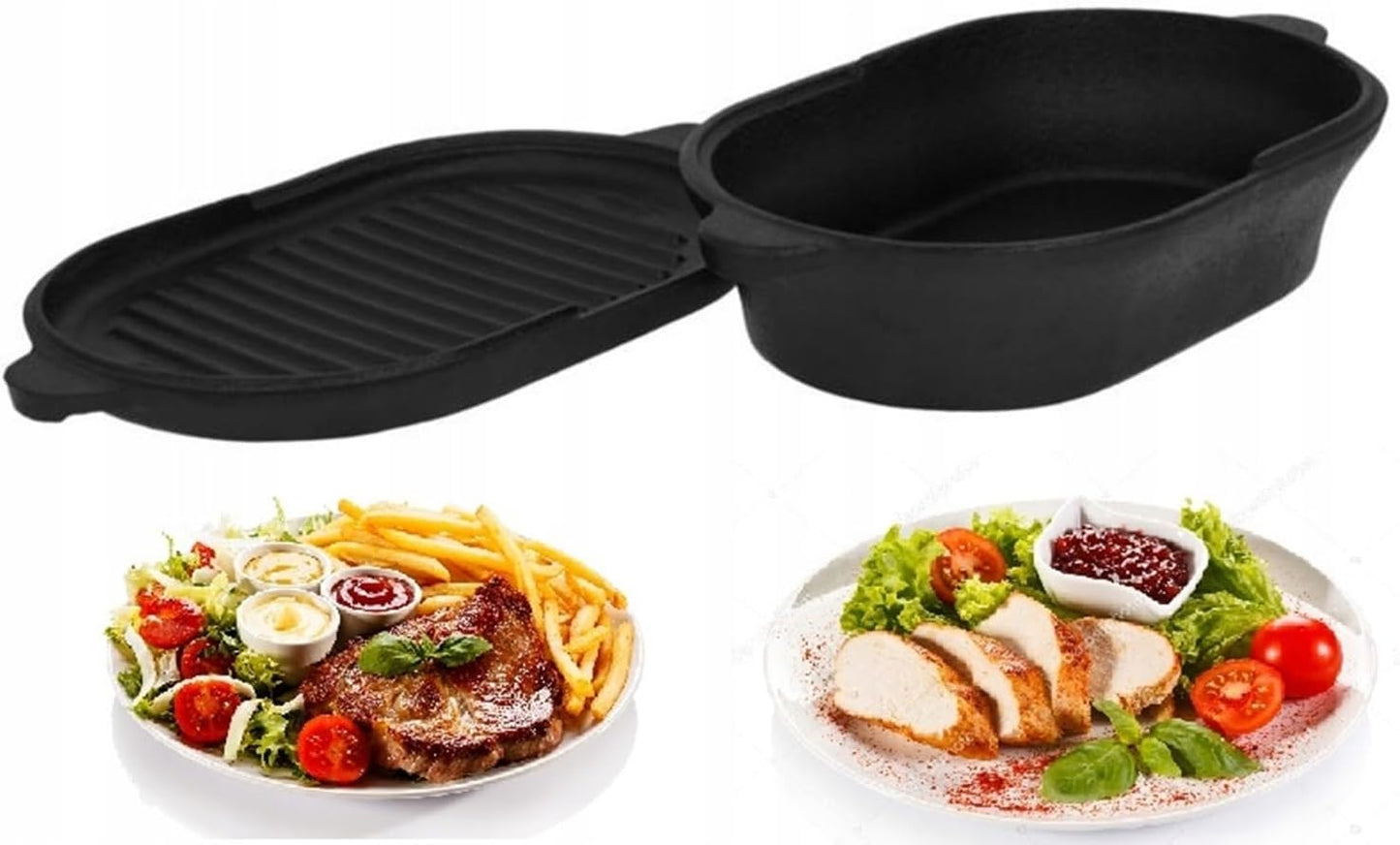 Cast Iron Casserole Roasting Dish with Lid Cast Iron 28 cm Grill Pan