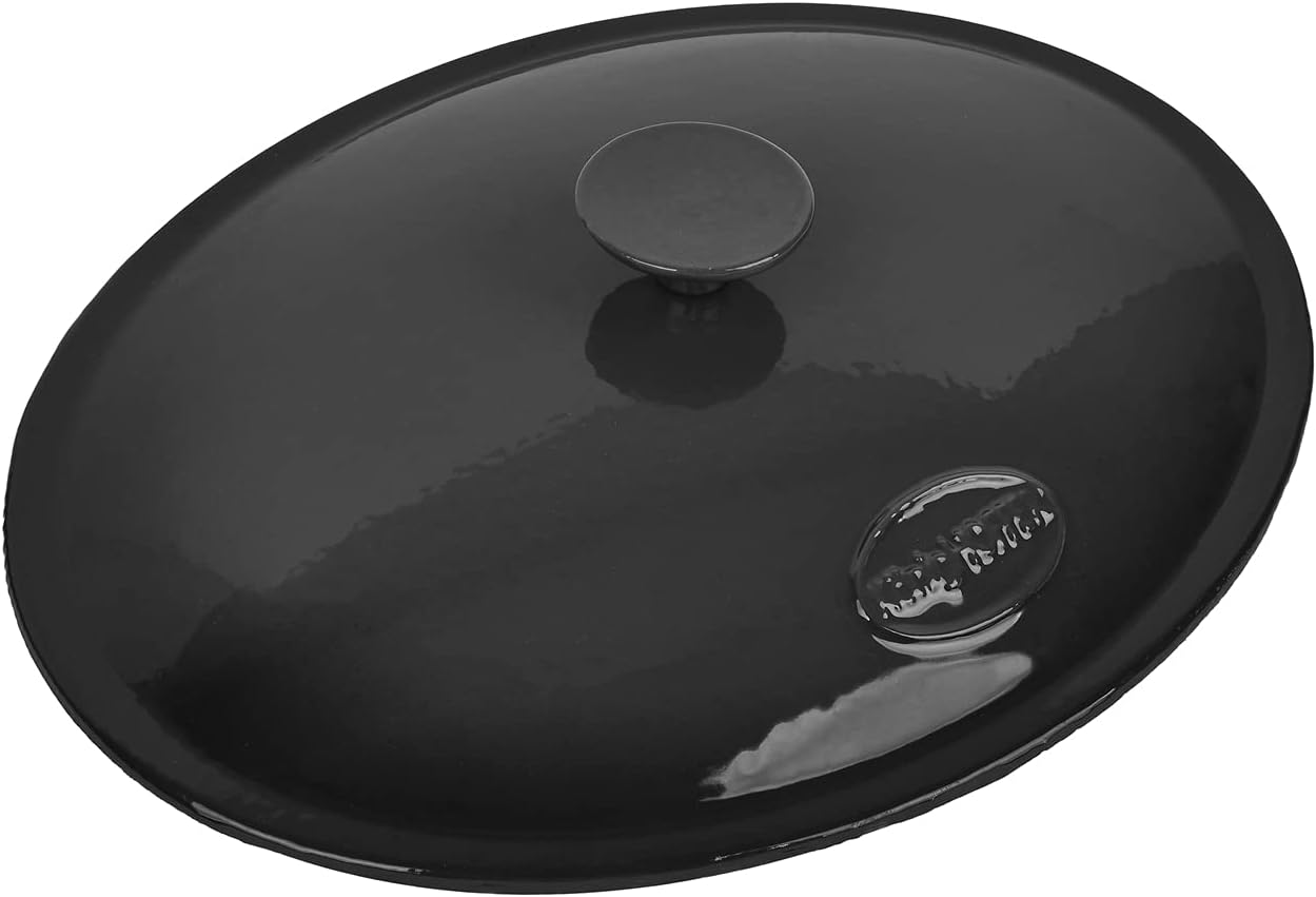 KonigHOFFER Cast Iron Casserole Dish with Lid Enamel Dutch Oven Non Stick 6.4L Pot Induction Hob (Black)