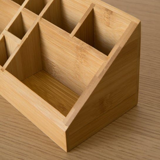 klauss Bamboo Makeup Organiser Multifunction Organiser Home Office Stationary Supplies 10 Storage Compartments Bamboo Organizer Desk Bathroom Office