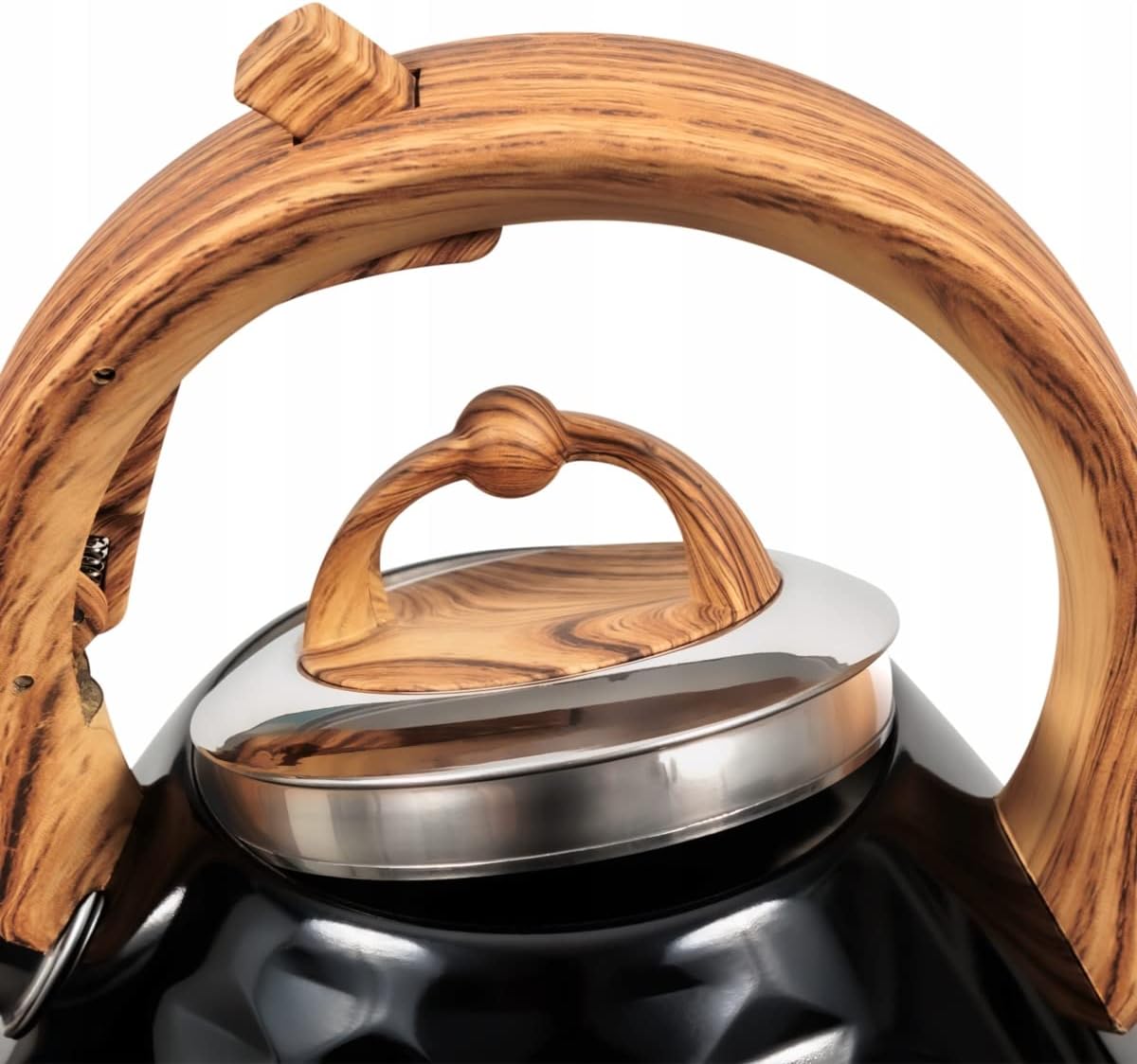 Kettle Black Gloss 2.8 L Stainless Steel Whistling Kettle Camping Black StoveTop