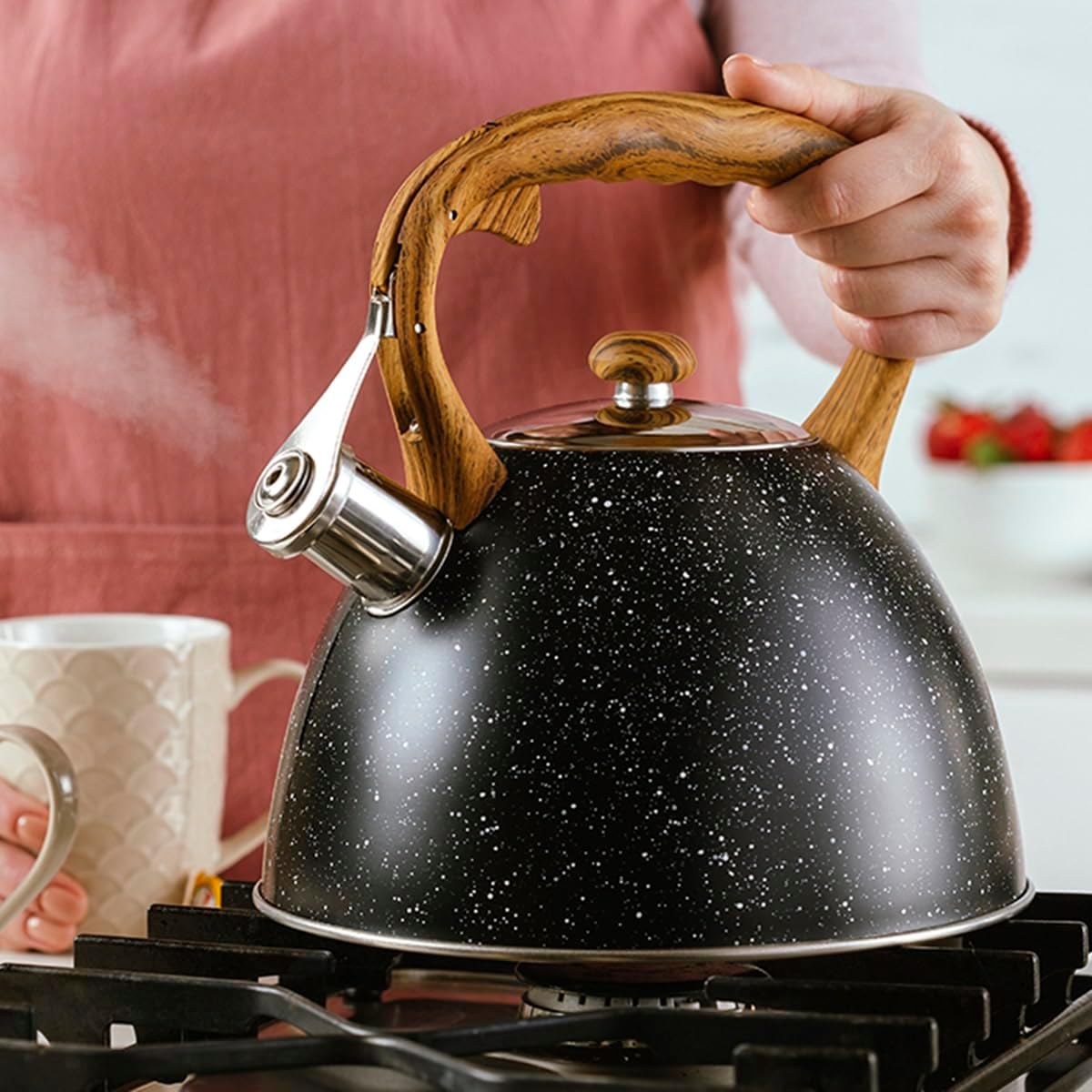 Kettle Hob Quiet Boil Whisling Kettle Indcution Gas Electric Camping 3L