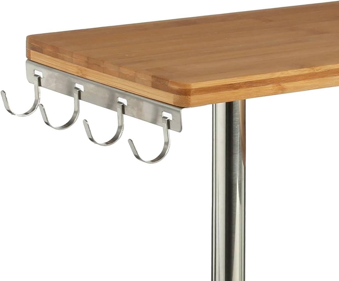 SECRET DE GOURMET Bamboo and Stainless Steel 3 tier Corner Shelf Unit – Kitchen – Bathroom – Desktop, Perfect Space Saving Idea, Wood, L. 43.5 x l. 43.5 x H. 39 cm