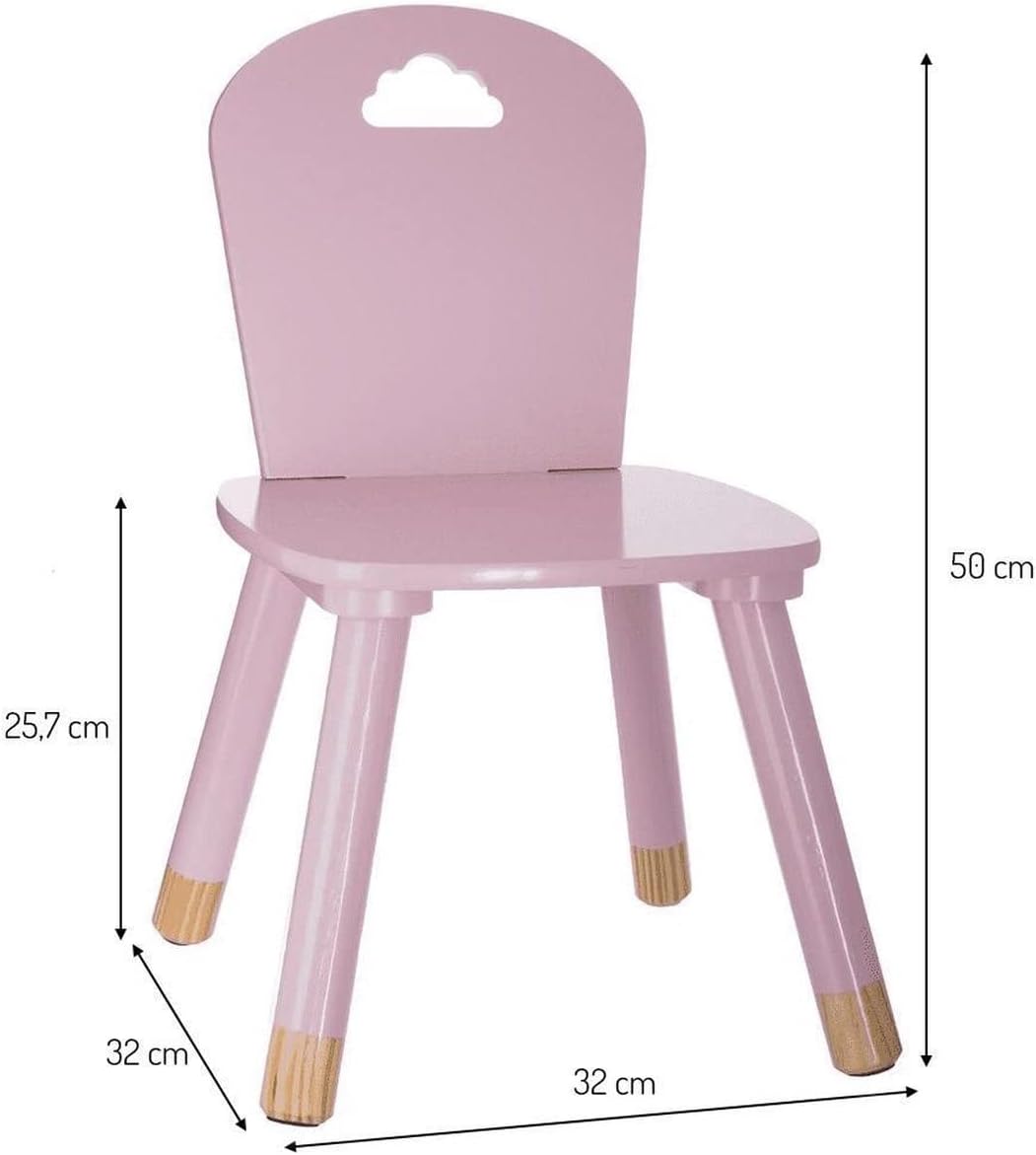 ATMOSPHERA CREATEUR D'INTERIEUR Childrens Wooden Chair-Pink Cloud, Wood, L. 28 x l. 50 x H. 28 cm