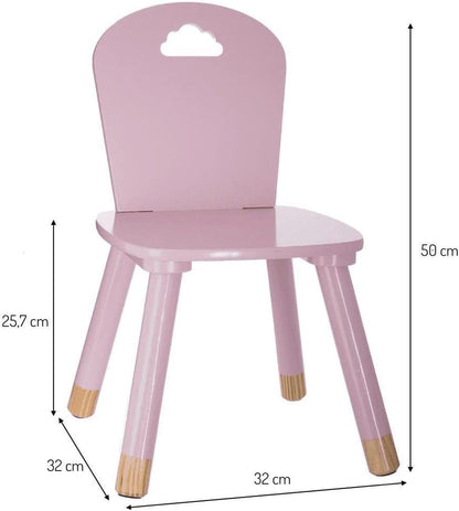 ATMOSPHERA CREATEUR D'INTERIEUR Childrens Wooden Chair-Pink Cloud, Wood, L. 28 x l. 50 x H. 28 cm