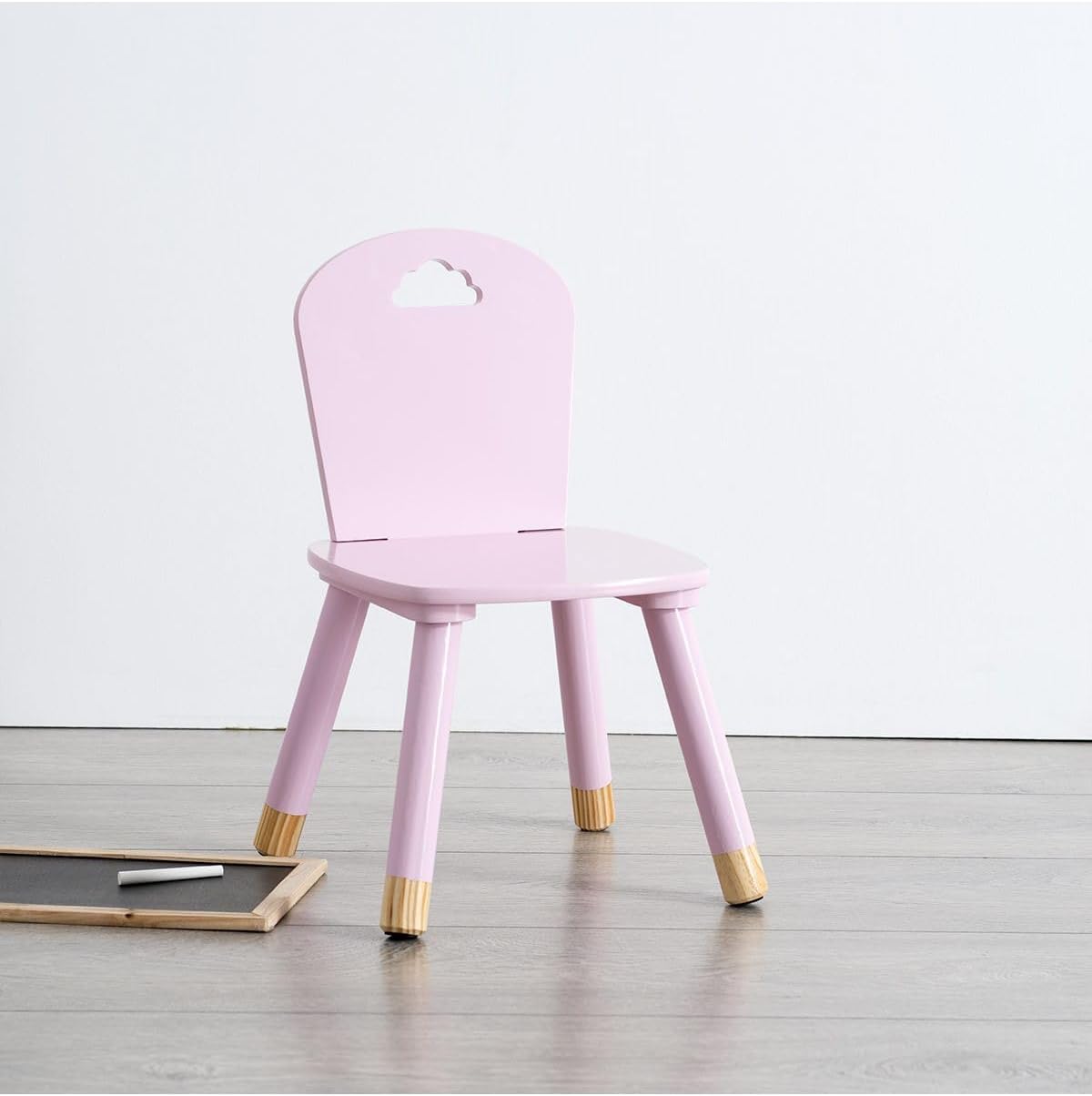 ATMOSPHERA CREATEUR D'INTERIEUR Childrens Wooden Chair-Pink Cloud, Wood, L. 28 x l. 50 x H. 28 cm