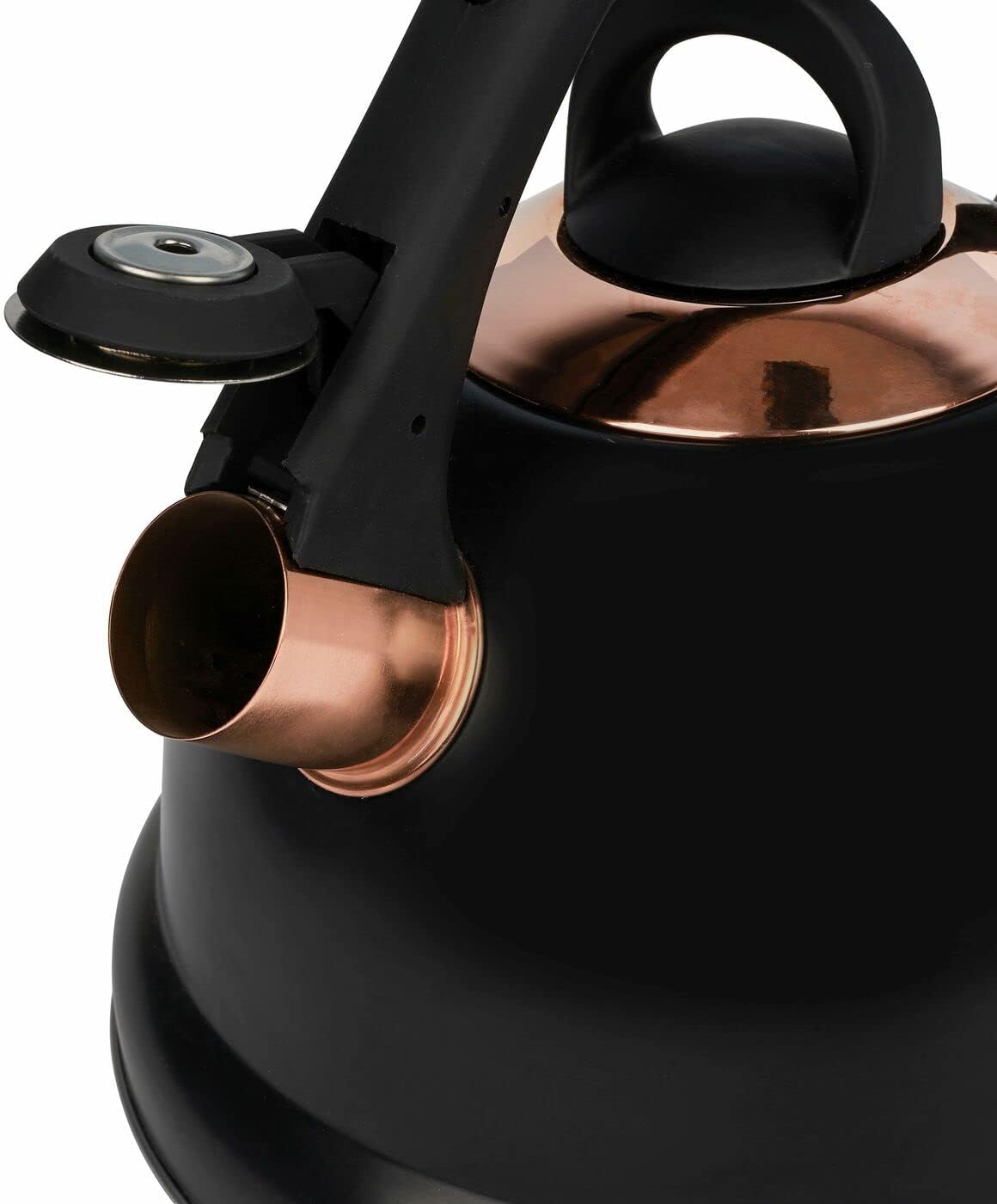 Starke Kettle Black Induction Gas 3 L Whistling Kettle Stainless Steel Tea Kettle with Plastic Handle Electric Hob Ceramic Hob for Tea Coffee Large Golden Matte