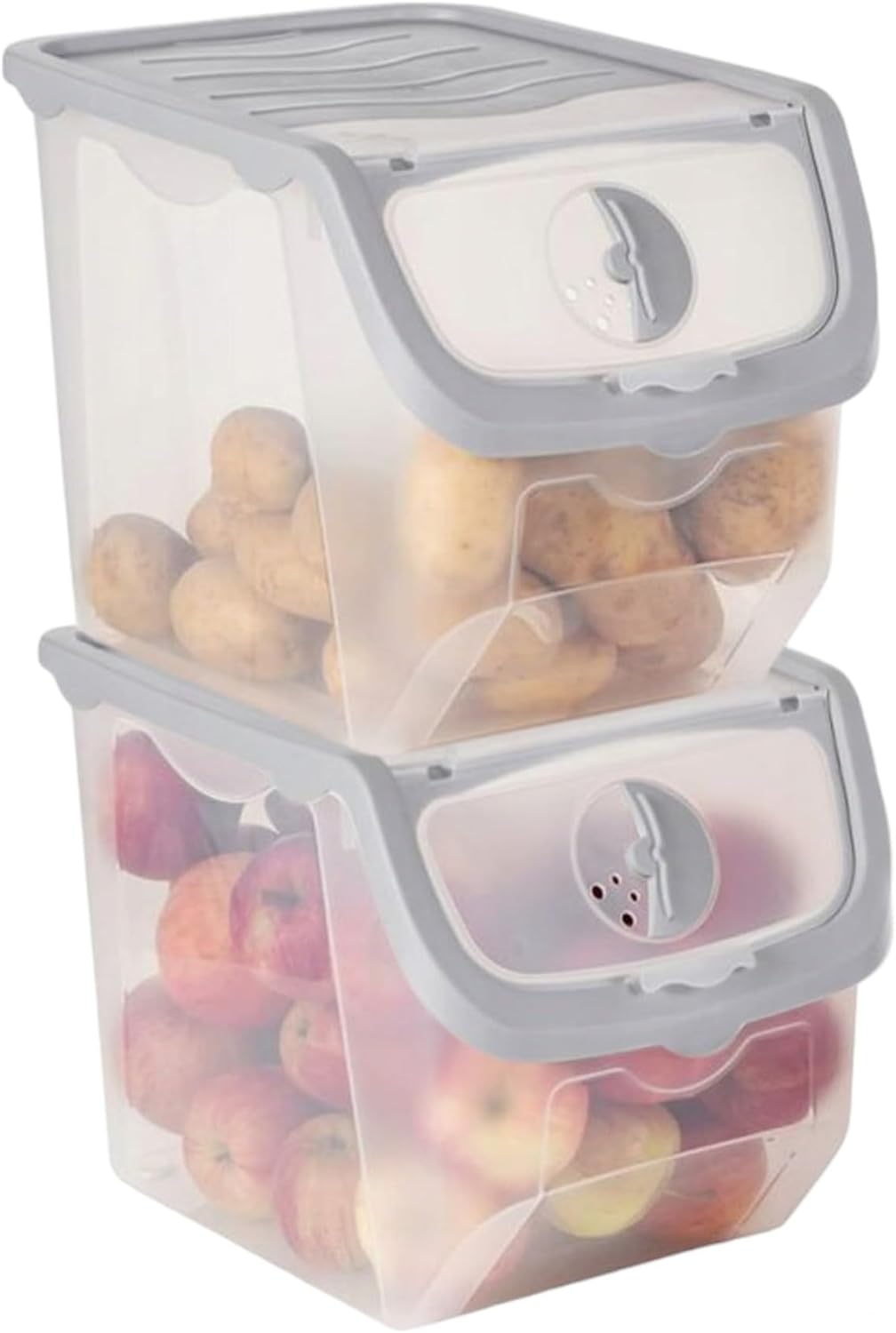 Storage Containers with Lids Stackable For Vegetables, Fruits,Onions, Potatoes,Rice, Cat food, Past Food containers with lids airtight12 L - 2 piece