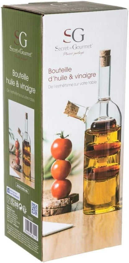 SECRET DE GOURMET Bottle for oil and vinegar - 2 in 1, made of glass, Ø 6 cm, height: 21 cm