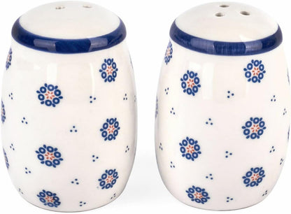 Tadar Salt and Pepper Sets Shakers Set Ceramic Vinatge Folklor White Blue Salt Shaker Set of 2