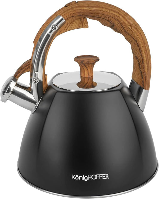 Firenze II Whistling Kettle 2.5 L for Gas Cookers, Induction, Black Matt