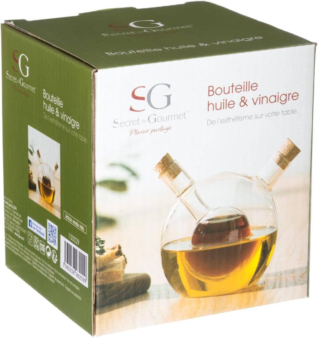 SECRET DE GOURMET Glass dispenser for oil and vinegar - 2 in 1, Ø 9 cm, height: 9 cm