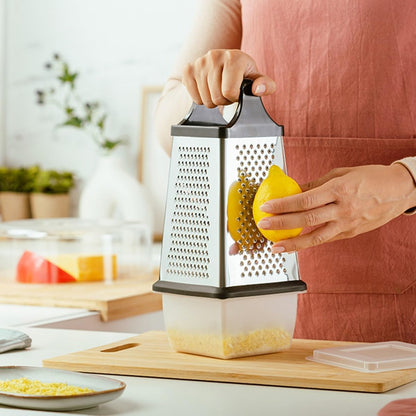 Stainless Steel Grater Kitchen Grater with Container 31 cm 4 Essential Kitchen Functions for Coarse