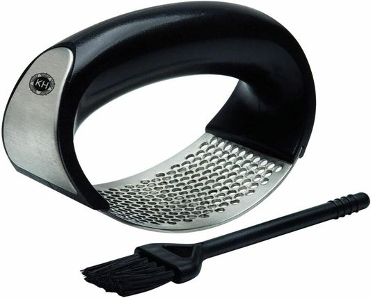 Garlic Press Crusher Manual and Easy to Clean Garlic Press Black Handle