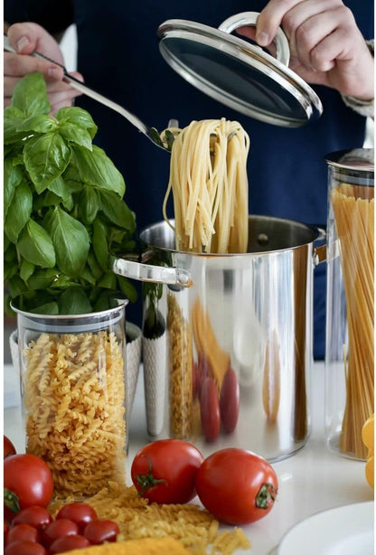 Pasta Cooking Pot with Basket Tall Stainless Steel Asparagus Vegetable Steamer Spaghetti Pasta Stovetop Cooker 4 l