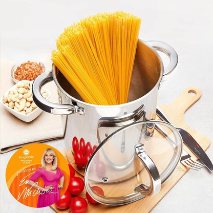 Pasta Cooking Pot with Basket Tall Stainless Steel Asparagus Vegetable Steamer Spaghetti Pasta Stovetop Cooker 4 l